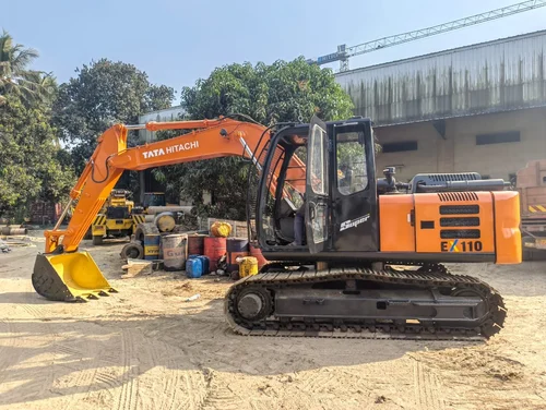 Large hydraulic excavator on site