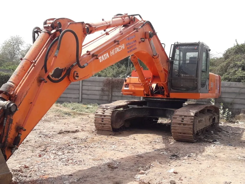 Excavator digging soil